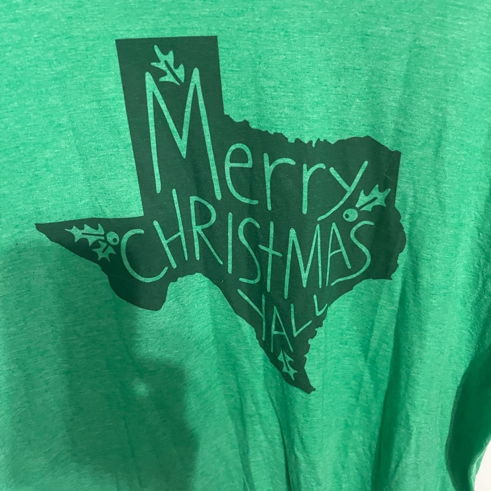 ❤️ 2XL Green Merry Christmas Y'all Graphic T-Shirt - Picture 6 of 9